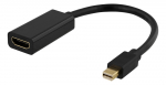 Adapter Deltaco Baltic, Mini DisplayPort/HDMI female, 20 cm, must