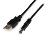Kaabel StarTech USB2TYPEN1M USB2TYPEN1M USB Type-A (4 pin) USB 2.0, Barrel Power Connector (Size N, OD: 5.5, ID: 2.5), 1 m, must v.