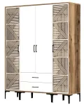 Riidekapp Kalune Design Kumsal PTP, valge v./p&auml;hklipuu v., 47.5 cm x 160 cm x 201.4 cm