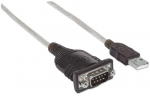 Kaabel Manhattan USB-A Male, RS-232 Male, 0.45 m, h&otilde;be v./must v.