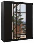 Riidekapp ADRK Balance 180, must v., 58 cm x 180 cm x 215 cm, peegliga