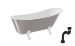 Vann, teisaldatav Besco Olaya Glam, 160 cm x 68 cm x 68 cm, ovaalne, valge/h&otilde;be