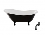Vann, teisaldatav Besco Otylia B&W, 160 cm x 77 cm x 69.5 cm, ovaalne, valge/must