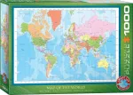 Pusle Eurographics Map Of The World, 48.9 cm x 67.3 cm, 1000 tk, mitmev&auml;rviline