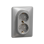 Pistikupesa 2-ne Schneider Electric Sedna Design SDD313221, maandusega, IP20, alumiinium