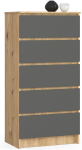 Kummut Akord Furniture Factory K60 OP0LK-6ARTSZAR004, puidu v./hall v., 121 cm x 40 cm x 60 cm