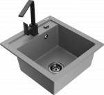 K&ouml;&ouml;givalamu koos kraaniga Mexen Vito Grey+Black, graniit, 49 cm x 52 cm x 21 cm, must/hall