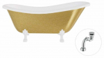Vann, teisaldatav Besco Otylia Glam, 160 cm x 77 cm x 69.5 cm, ovaalne, kuldne/valge