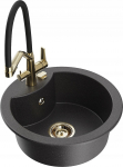 K&ouml;&ouml;givalamu koos kraaniga Mexen Diego, graniit, 48.8 cm x 48.8 cm x 16.7 cm, black granite+black/gold