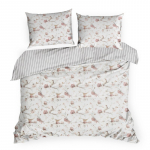 Voodipesukomplekt Raya PTE-227, valge v./roosa v., 70 x 80 cm, 160 x 200 cm, 3 os.