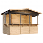 Puidust ostukiosk, p&otilde;randaga Timbela M150BZ, 199 cm x 303 cm x 232 cm, pruunikas v.