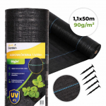 Agrotekstiil MultiGarden, must v., 50 m x 1.1 m, 90 g/m&sup2;