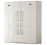 Riidekapp Kalune Design Beyza, valge matt v., 52 cm x 210 cm x 240 cm, peegliga