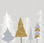 J&otilde;ulu pabersalvr&auml;tikud Mondex Winter Trees, 33 cm x 33 cm, kuldne v./hall v., 20 tk