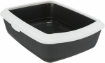 Raamiga kassitualett Trixie Classic 40184, valge v./hall v., avatud, 47 cm x 37 cm x 15 cm