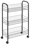 3-korruseline ratastel k&auml;ru Metaltex Lugano, 41 cm x 63 cm x 23 cm, must v.