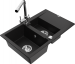 K&ouml;&ouml;givalamu koos kraaniga Mexen Gaspar, graniit, 73 cm x 47 cm x 17.7 cm, must/kroom