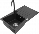 K&ouml;&ouml;givalamu koos kraaniga Mexen Cesar, graniit, 77 cm x 47 cm x 20 cm, h&otilde;be/must