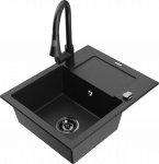 K&ouml;&ouml;givalamu koos kraaniga Mexen Enzo, vaik/graniit, 57.6 cm x 46.5 cm x 17.4 cm, h&otilde;be/must