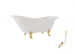 Vann, teisaldatav Besco Otylia, 160 cm x 77 cm x 69.5 cm, ovaalne, kuldne/valge