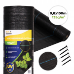 Agrotekstiil MultiGarden, must v., 100 m x 0.8 m, 135 g/m&sup2;