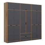 Riidekapp Kalune Design Elina, antratsiit v./puidu v., 52 cm x 277 cm x 253 cm