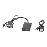 Adapter Lanberg HDMI - D-Sub (VGA) + Jack 3.5mm AD-0021-BK USB Type A Male, VGA / 3.5 mm / HDMI, 0.2 m, must v.