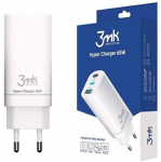 Telefoni laadija 3MK Hyper, USB 2.0/2 x USB Type C, valge v., 65 W