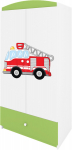 Laste riidekapp Kocot Kids Babydreams Fire Brigade, valge v./roheline v., 90 cm x 52 cm x 175.5 cm