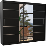 Riidekapp Salto, must v., 58 cm x 250 cm x 215 cm, peegliga