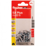 T&uuml;&uuml;bel kruviga Fischer SX Plus S, telliste jaoks/betooni jaoks, 4 mm x 20 mm, 25 tk