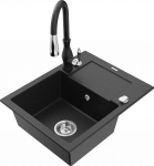 K&ouml;&ouml;givalamu koos kraaniga Mexen Enzo, vaik/graniit, 57.6 cm x 46.5 cm x 17.4 cm, h&otilde;be/must