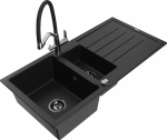 K&ouml;&ouml;givalamu koos kraaniga Mexen Andres Black+Black/Chrome, graniit, 100 cm x 50 cm x 20 cm, must/kroom