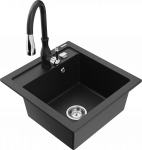 K&ouml;&ouml;givalamu koos kraaniga Mexen Vito, vaik/graniit, 49 cm x 52 cm x 21 cm, metallic black/silver+black