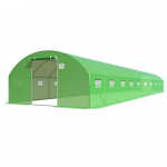 Akendega kaarjas kasvuhoone, pol&uuml;et&uuml;leen, 10 x 4 m