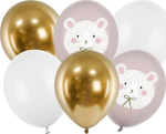 &Otilde;hupallide komplekt ovaalsed PartyDeco Polar Bear, kuldne v./valge v./roosa v., 6 tk