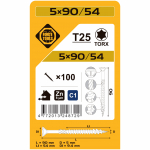 Puidukruvi, universaalsed Forte Tools, 5 x 90 mm, valge, 100 tk