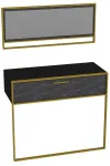 Konsoollaud Kalune Design Aynali, kuldne v./must v., 90 cm x 38.5 cm x 76.8 cm