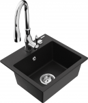 K&ouml;&ouml;givalamu koos kraaniga Mexen Milo, graniit, 43 cm x 41 cm x 17.1 cm, must/kroom