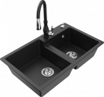 K&ouml;&ouml;givalamu koos kraaniga Mexen Tomas, graniit, 80 cm x 50 cm x 19 cm, h&otilde;be/must