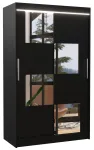 Riidekapp ADRK Lugano LED, must v., 58 cm x 120 cm x 200 cm, peegliga