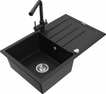 K&ouml;&ouml;givalamu koos kraaniga Mexen Bruno, vaik/graniit, 79.5 cm x 49.5 cm x 20 cm, must