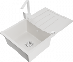 K&ouml;&ouml;givalamu koos kraaniga Mexen Bruno White, graniit, 79 cm x 49 cm x 20 cm, valge