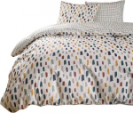 Voodipesukomplekt TODAY Colorful Dots, sinine v./valge v./punane v., 70 x 80 cm, 200 x 220 cm, 3 tk