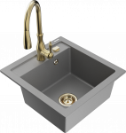 K&ouml;&ouml;givalamu koos kraaniga Mexen Vito, vaik/graniit, 49 cm x 52 cm x 21 cm, kuldne/helehall