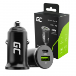 Auto juhtmevaba laadija Green Cell CADM-GC-38AC, USB-C/USB-A, must v., 38 W
