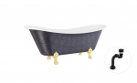 Vann, teisaldatav Besco Amelia Glam, 190 cm x 77 cm x 69 cm, ovaalne, kuldne/must