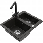 K&ouml;&ouml;givalamu koos kraaniga Mexen Carlos, graniit, 58.2 cm x 47.5 cm x 17.7 cm, metallic black/gold+black