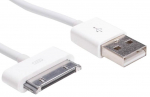 Telefoni laadija Akyga, USB 2.0 Type A/Apple 30-pin, valge v.