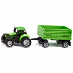M&auml;ngutraktor Siku Deutz-Fahr with 2-axle Fortuna trailer 1606, must v./roheline v.